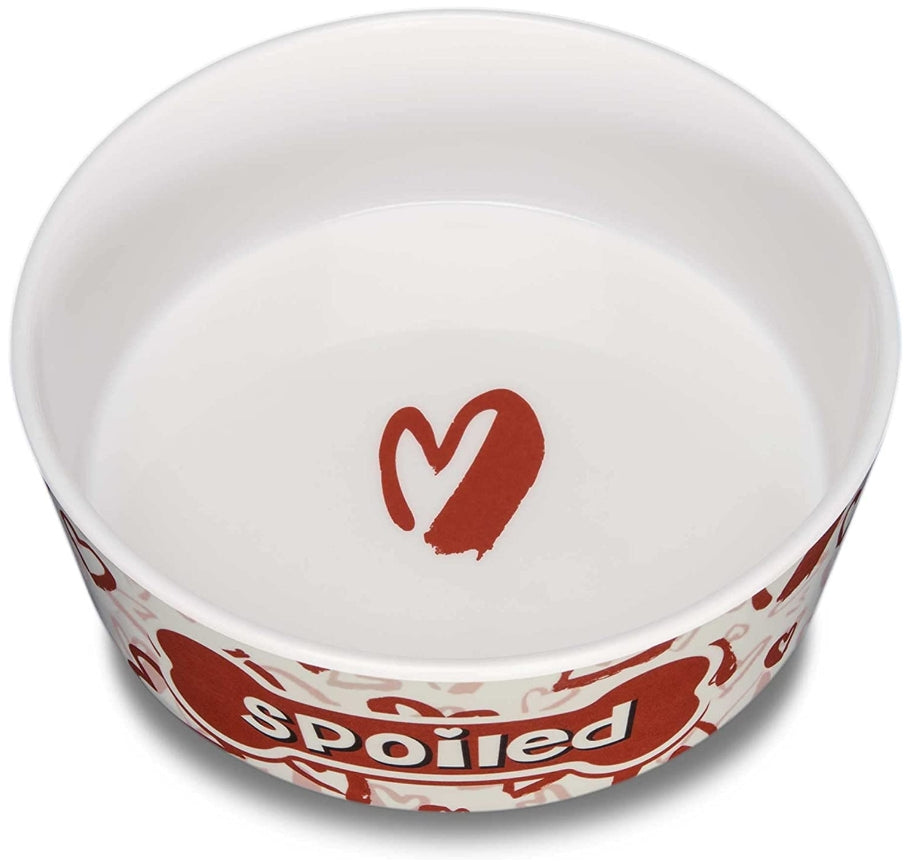 Large - 1 count Loving Pets Dolce Moderno Bowl Spoiled Red Heart Design