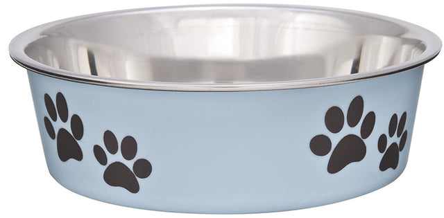 Loving Pets Light Blue Stainless Steel Dish With Rubber Base - PetMountain.com