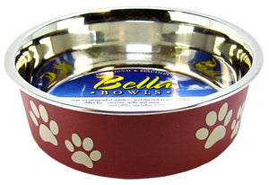 Loving Pets Merlot Stainless Steel Dish With Rubber Base - PetMountain.com