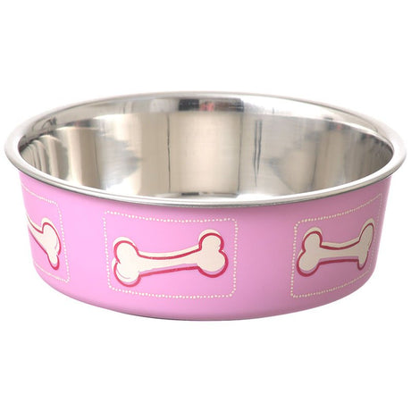 3 count Loving Pets Bella Bowl with Rubber Base Coastal Pink