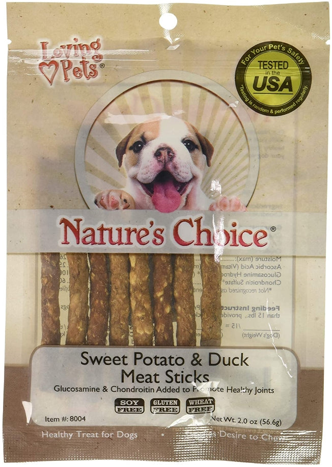 16 oz (8 x 2 oz) Loving Pets Natures Choice Sweet Potato and Duck Meat Sticks