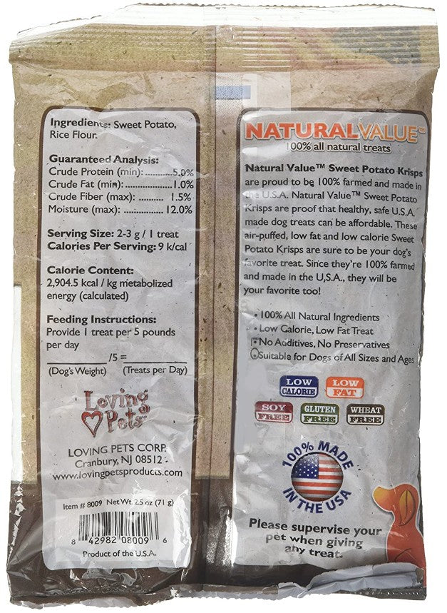 2.5 oz Loving Pets Natural Value Sweet Potato Krisps