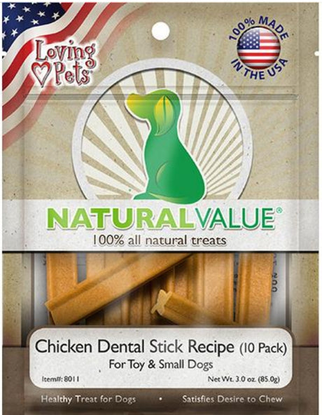 9 oz (3 x 3 oz) Loving Pets Natural Value Chicken Dental Sticks
