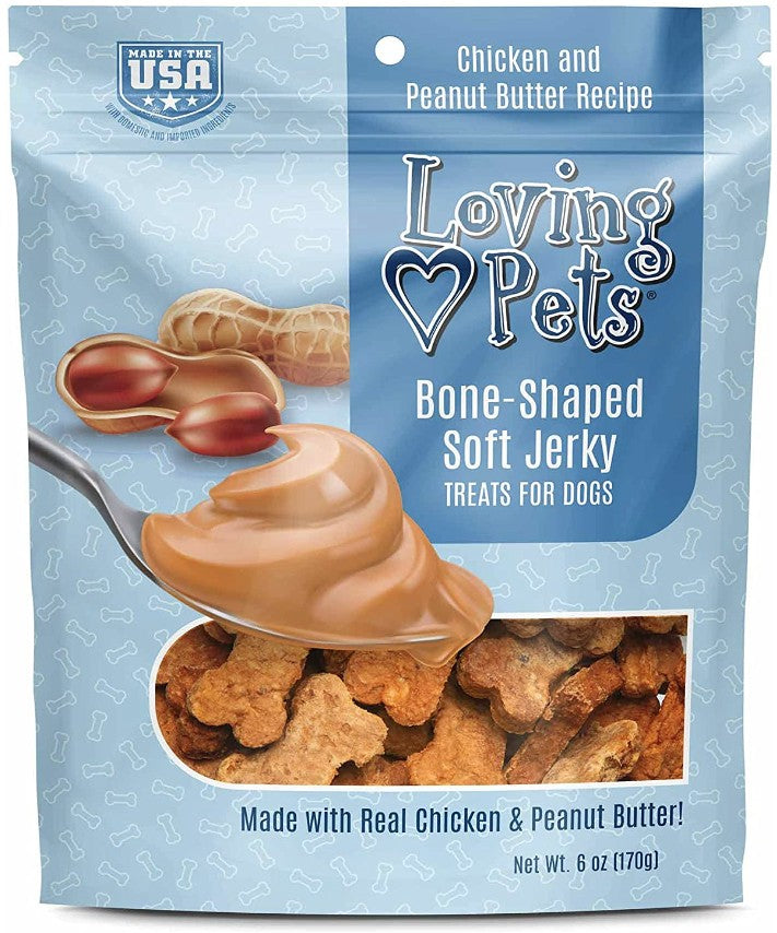 Loving Pets Bone-Shaped Soft Jerky Treats Peanut Butter - PetMountain.com