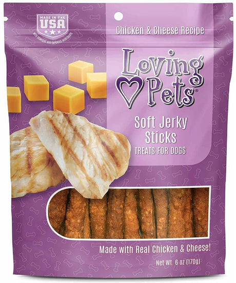 108 oz (18 x 6 oz) Loving Pets Soft Jerky Sticks Cheese Flavor