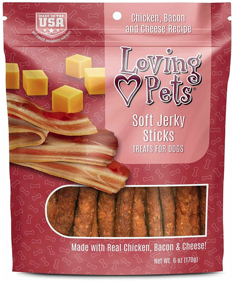 108 oz (18 x 6 oz) Loving Pets Soft Jerky Sticks Bacon Flavor