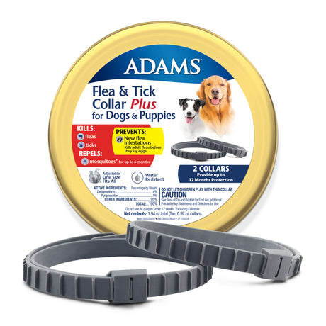 2 count Adams Flea and Tick Collar Plus for Dogs and Puppies
