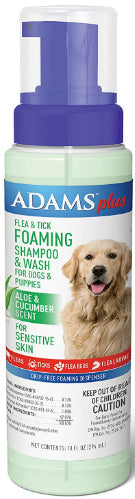 30 oz (3 x 10 oz) Adams Foaming Flea and Tick Shampoo with Aloe and Cucumber