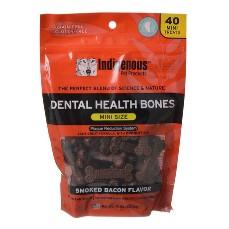 120 count (3 x 40 ct) Indigenous Dental Health Mini Bones Smoked Bacon Flavor