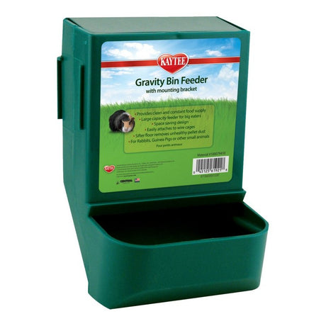 Kaytee Gravity Bin Feeder with Mounting Bracket for Rabbots, Guinea Pigs and Small Animals - PetMountain.com