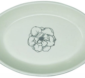 1 count Pioneer Pet Ceramic Oval Magnolia Food or Water Bowl for Pets