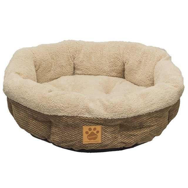 Precision Pet SnooZZy Natural Surroundings Shearling Round Pet Bed Coffee - PetMountain.com