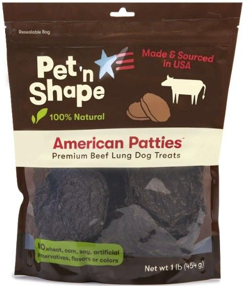 Pet n Shape Natural American Patties Beef Lung Dog Treats - PetMountain.com