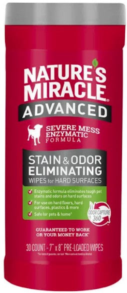 Natures Miracle Advanced Stain and Odor Eliminating Wipes for Hard Surfaces - PetMountain.com