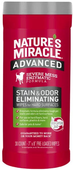 180 count (6 x 30 ct) Natures Miracle Advanced Stain and Odor Eliminating Wipes for Hard Surfaces