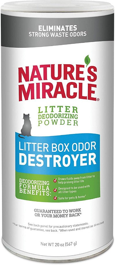 120 oz (6 x 20 oz) Natures Miracle Just For Cats Litter Box Odor Destroyer Deodorizing Powder