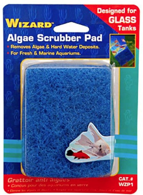 9 count (3"L x 4"W) Penn Plax Wizard Algae Scrubber Pad for Glass Aquariums