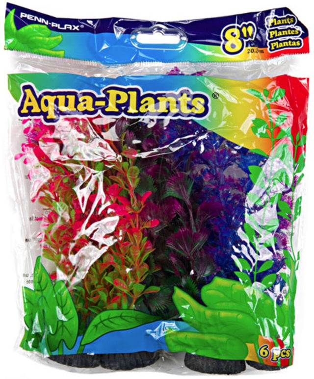 Penn Plax Colorful Aquarium Plastic Plant Pack 8" Assorted Colors - PetMountain.com