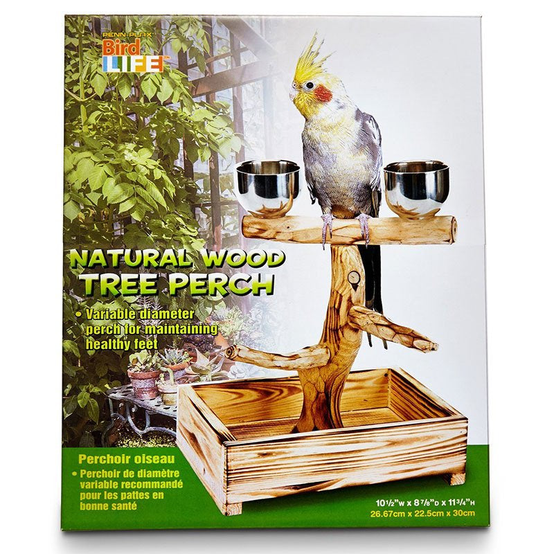 Small - 1 count Penn Plax Bird Life Natural Wood Tree Perch
