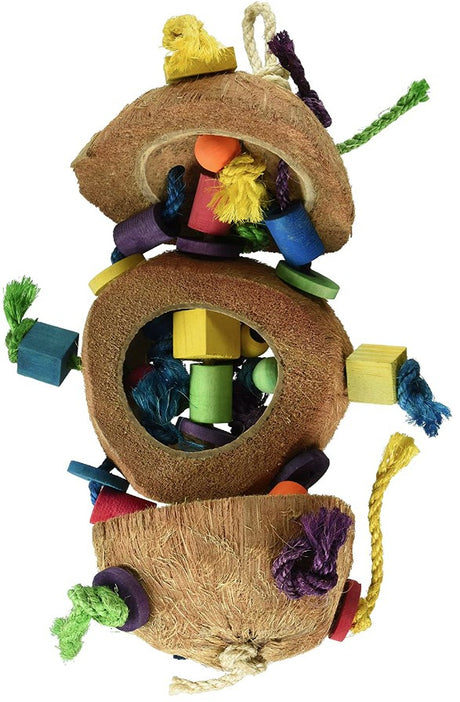 3 count Penn Plax Natural Coconut Bird Kabob with Wood and Sisal