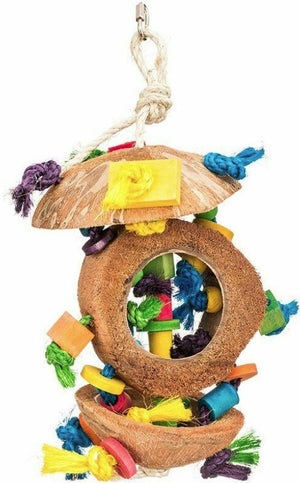 3 count Penn Plax Natural Coconut Bird Kabob with Wood and Sisal