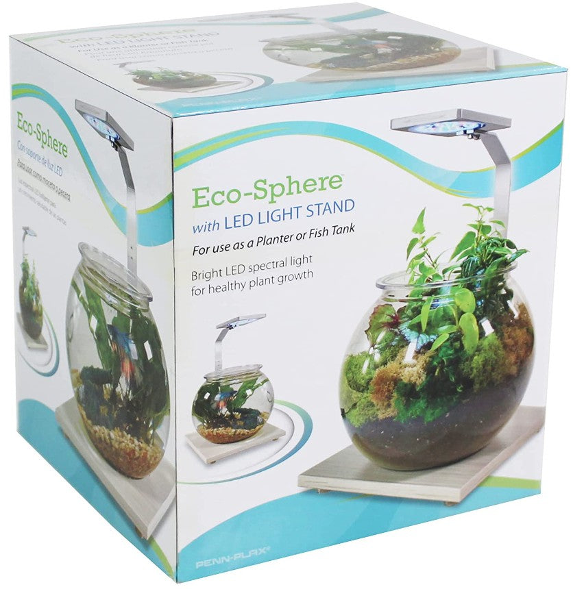 Penn Plax Eco-Sphere Bowl with Plant-Grow LED Light - PetMountain.com