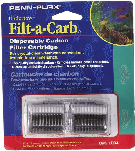2 count Penn Plax Filt-a-Carb Undertow and Perfect-A-Flow Carbon Under Gravel Filter Cartridge