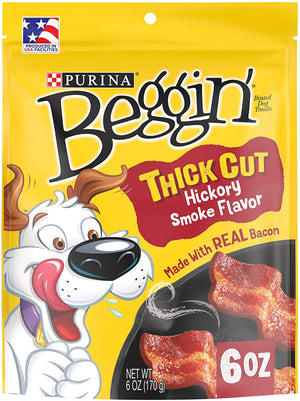 36 oz (6 x 6 oz) Purina Beggin' Strips Thick Cut Hickory Smoke Flavor