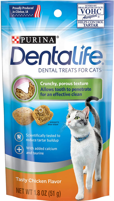 9 oz (5 x 1.8 oz) Purina DentaLife Dental Treats for Cats Chicken