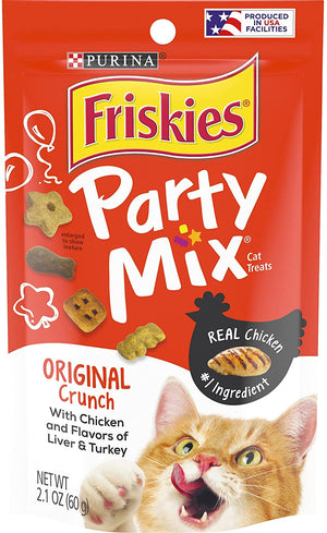 14.7 oz (7 x 2.1 oz) Friskies Party Mix Original Crunch with Chicken, ad Flavors of Liver and Turkey Cat Treats