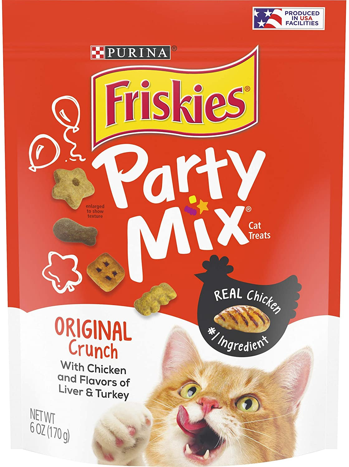 Friskies Party Mix Original Crunch with Chicken, ad Flavors of Liver and Turkey Cat Treats - PetMountain.com