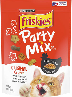 Friskies Party Mix Original Crunch with Chicken, ad Flavors of Liver and Turkey Cat Treats - PetMountain.com
