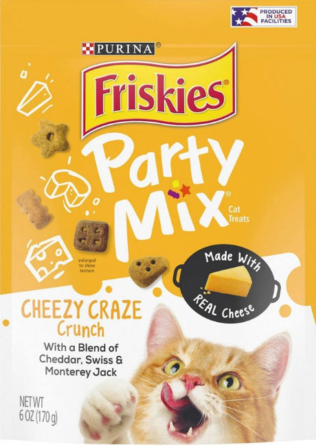 42 oz (7 x 6 oz) Friskies Party Mix Cheezy Craze Crunch with a Blend of Cheddar, Swiss and Monterey Jack Cat Treats