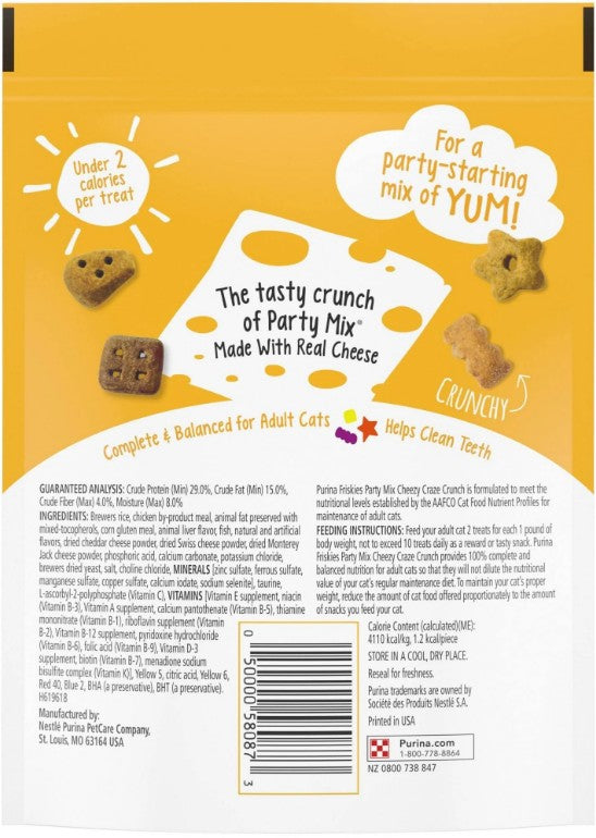 Friskies Party Mix Cheezy Craze Crunch with a Blend of Cheddar, Swiss and Monterey Jack Cat Treats - PetMountain.com