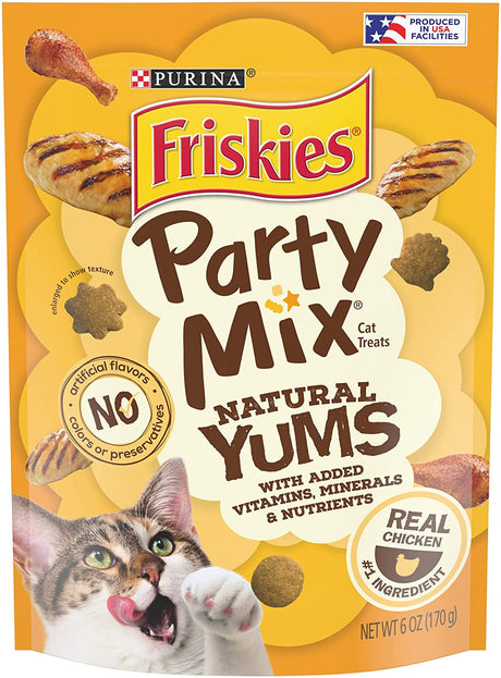 36 oz (6 x 6 oz) Friskies Party Mix Cat Treats Natural Yums with Real Chicken