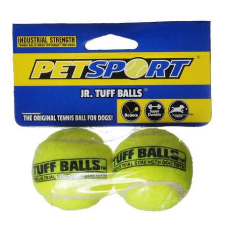 2 count Petsport Jr. Tuff Balls Super Durable Tennis Balls for Dogs