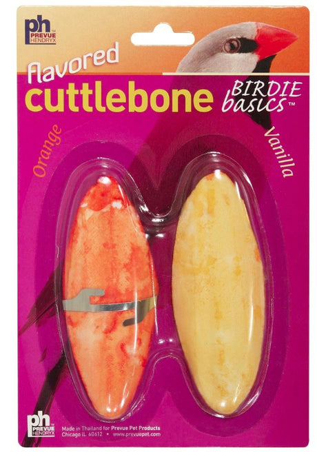 24 count (12 x 2 ct) Prevue Birdie Basics Flavored Cuttlebone Orange and Vanilla Small 4" Long