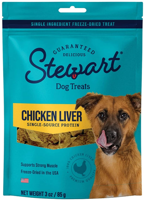 9 oz (3 x 3 oz) Stewart Freeze Dried Chicken Liver Treats Resalable Pouch