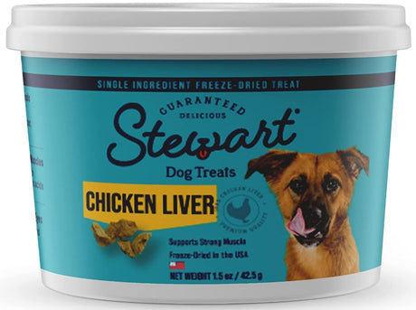 4.5 oz (3 x 1.5 oz) Stewart Freeze Dried Chicken Liver Treats