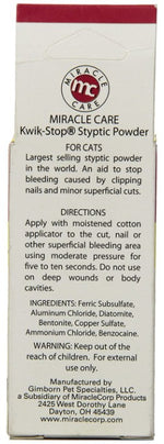 0.5 oz Miracle Care Kwik Stop Styptic Powder for Cats