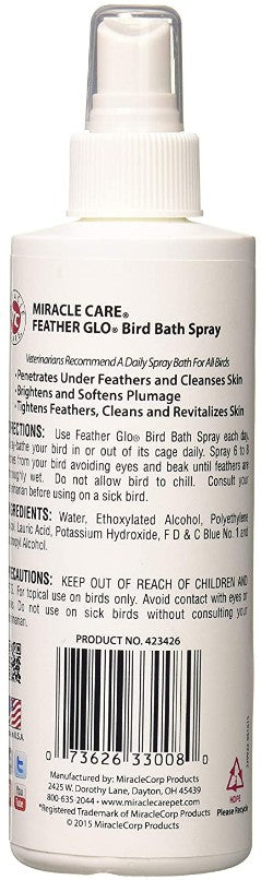 8 oz Miracle Care Feather Glo Bird Bath Spray