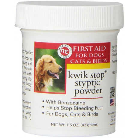 1.5 oz Miracle Care Kwik Stop Styptic Powder for Dogs, Cats and Birds