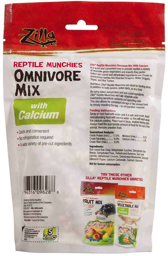 4 oz Zilla Reptile Munchies Omnivore Mix with Calcium