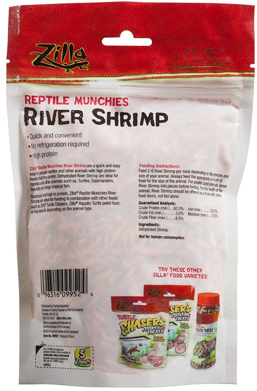 12 oz (6 x 2 oz) Zilla Reptile Munchies River Shrimp