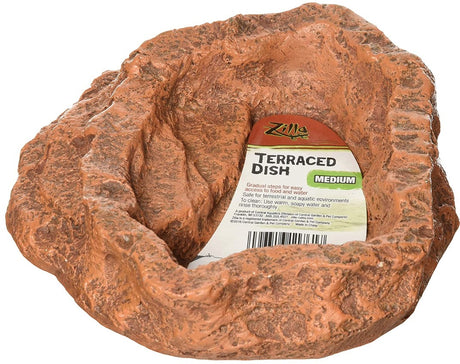 Medium - 1 count Zilla Terraced Dish for Food or Water for Reptiles