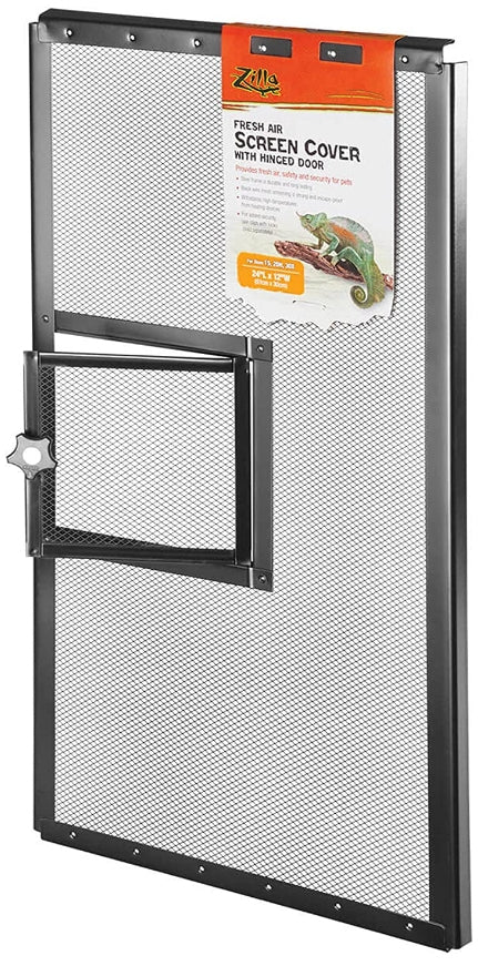 Zilla Fresh Air Screen Cover with Hinged Door 24 x 12 Inch - PetMountain.com