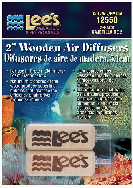 12 count (6 x 2 ct) Lees 2" Wooden Air Diffuser for Aquariums