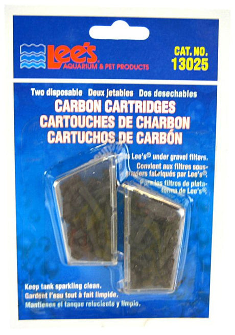 12 count (6 x 2 ct) Lees Carbon Cartridges for Under Gravel Filters for Aquariums