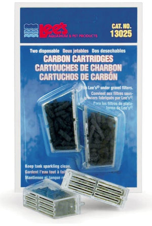 12 count (6 x 2 ct) Lees Carbon Cartridges for Under Gravel Filters for Aquariums