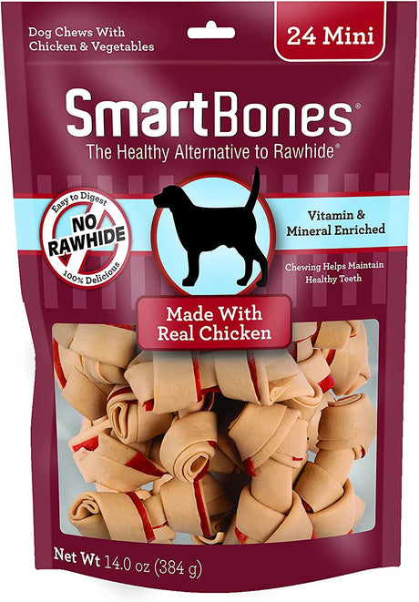 72 count (3 x 24 ct) SmartBones Rawhide Free Chicken Bones Mini